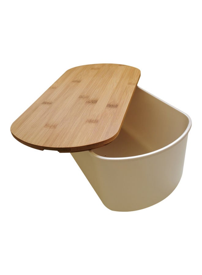 Bread Box With Flat Cutting Board Lid White 34x22.5x13cm