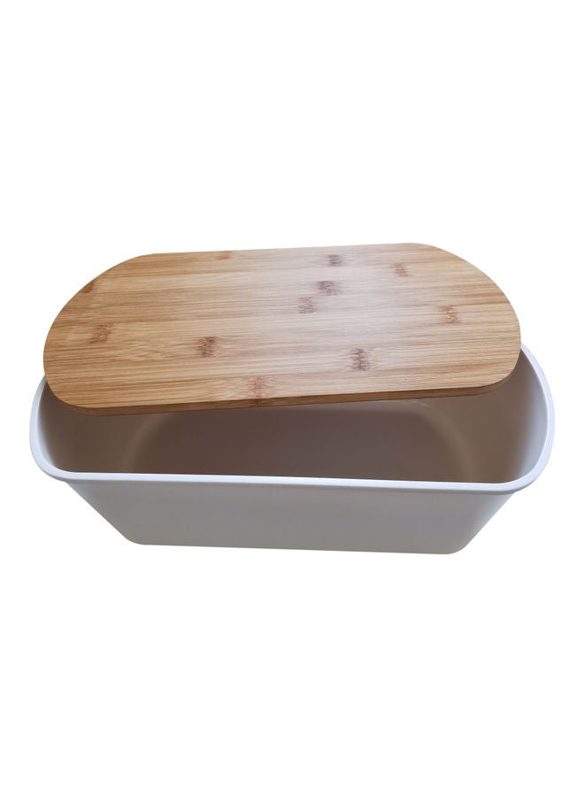 Bread Box With Flat Cutting Board Lid White 34x22.5x13cm