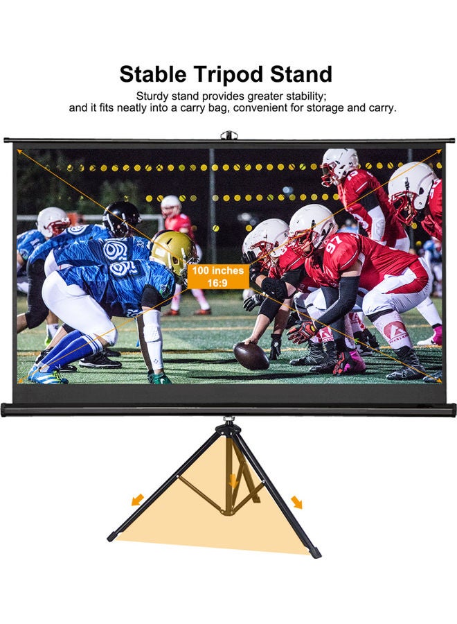 Generic - 16:9 Projector Screen With Tripod Stand 1V-7905-2 Black/White - Image 1