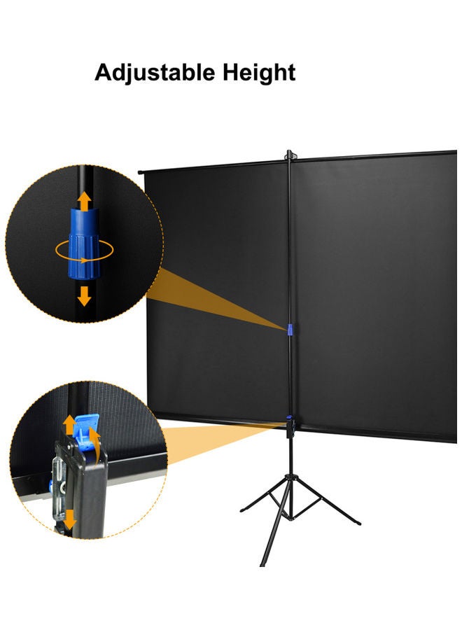 Generic - 16:9 Projector Screen With Tripod Stand 1V-7905-2 Black/White - Image 1