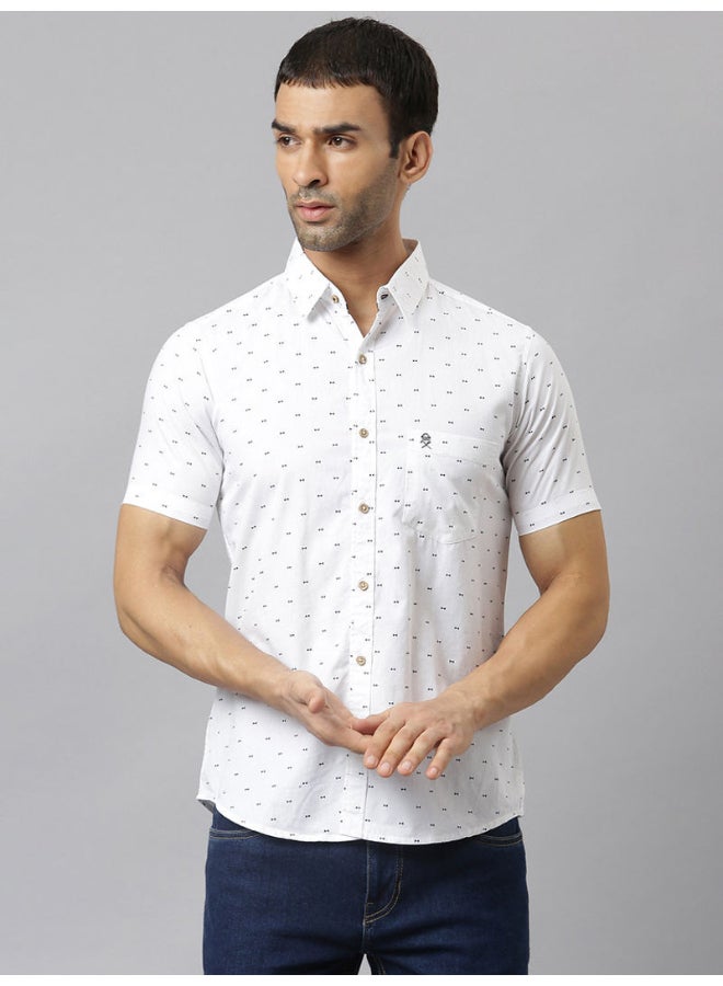 Thomas Scott All-Over Printed Short Sleeve Shirt Pure White - Image 1