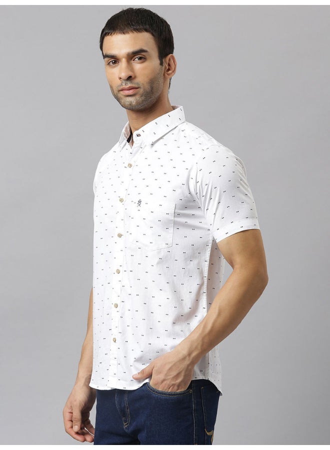 Thomas Scott All-Over Printed Short Sleeve Shirt Pure White - Image 4