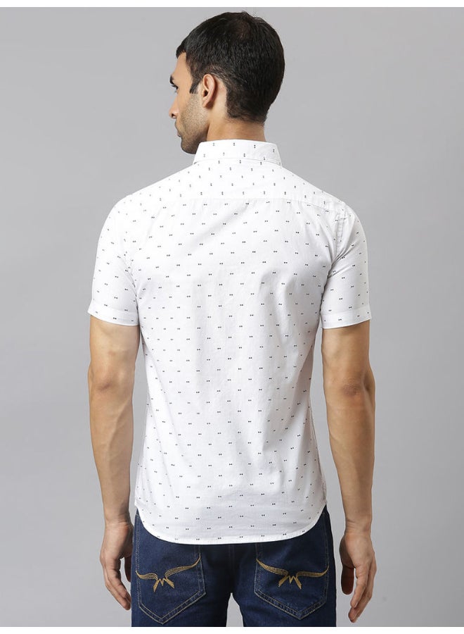 Thomas Scott All-Over Printed Short Sleeve Shirt Pure White - Image 2