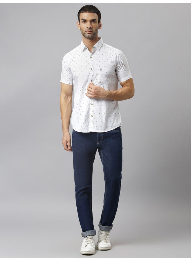 Thomas Scott All-Over Printed Short Sleeve Shirt Pure White - Image 5