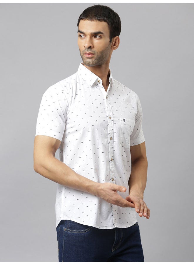 Thomas Scott All-Over Printed Short Sleeve Shirt Pure White - Image 3