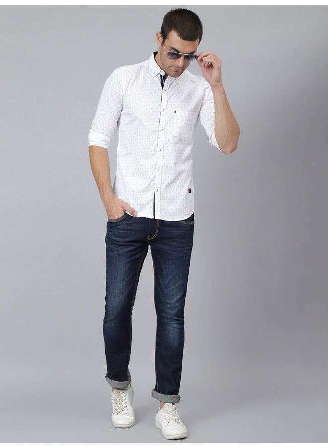 Thomas Scott All-Over Printed Button Down Shirt Blanc - Image 4