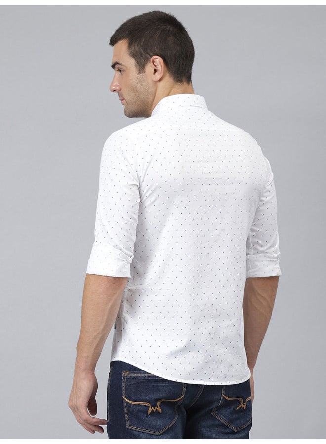 Thomas Scott All-Over Printed Button Down Shirt Blanc - Image 3