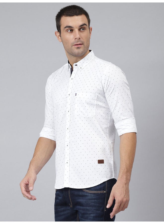 Thomas Scott All-Over Printed Button Down Shirt Blanc - Image 2