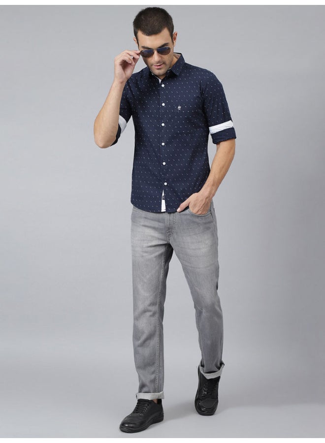 Thomas Scott All-Over Printed Button Down Shirt Marine - Image 4
