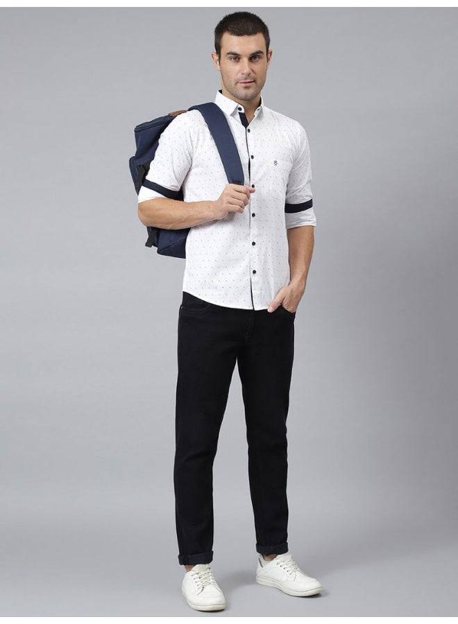 Thomas Scott All-Over Printed Button Down Shirt Blanc - Image 5