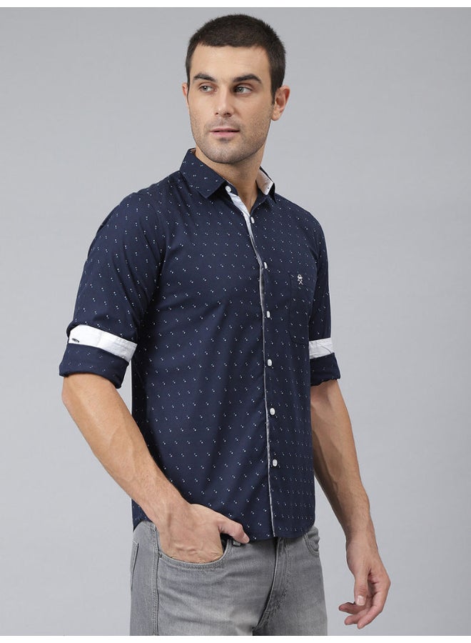 Thomas Scott All-Over Printed Button Down Shirt Marine - Image 3