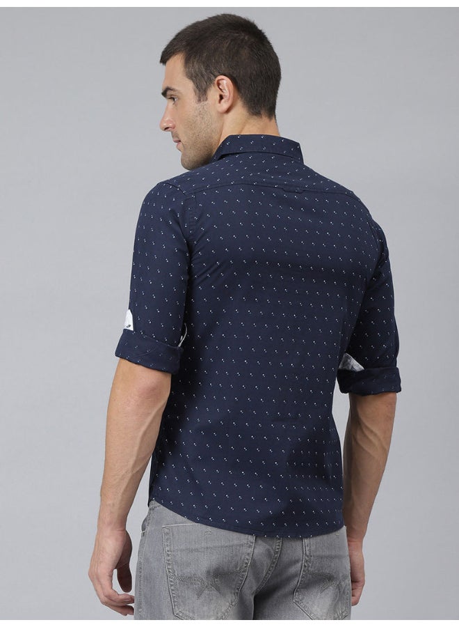 Thomas Scott All-Over Printed Button Down Shirt Marine - Image 2