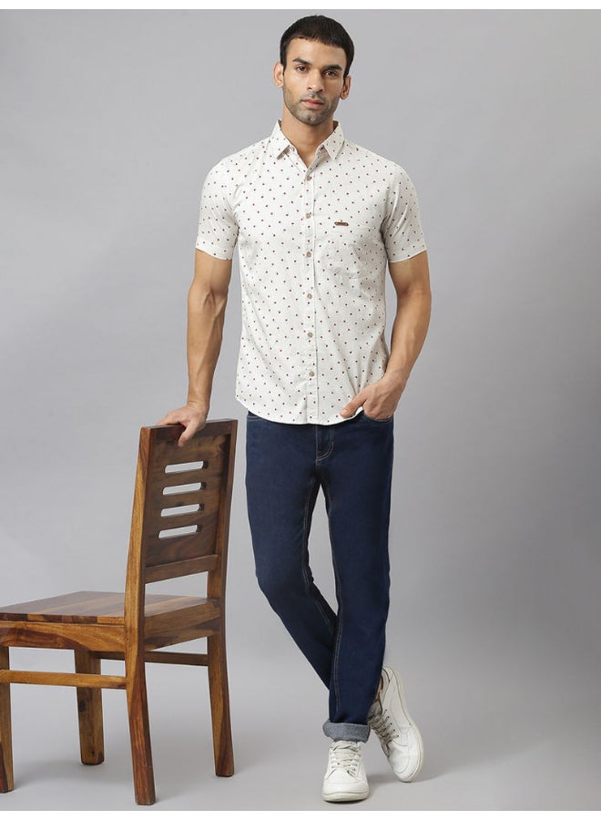 Thomas Scott All-Over Printed Short Sleeve Shirt Ivory - Image 5
