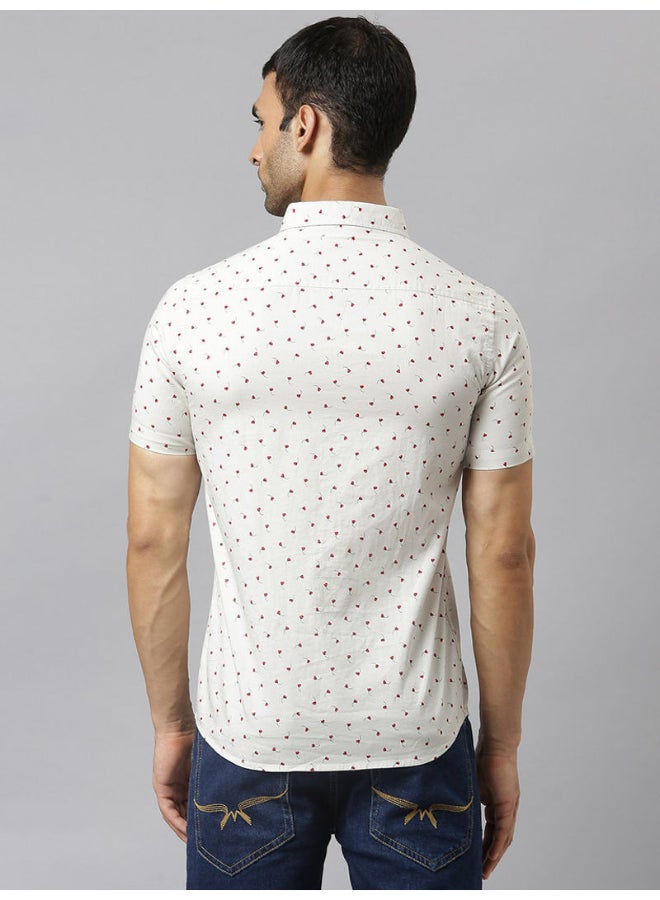 Thomas Scott All-Over Printed Short Sleeve Shirt Ivory - Image 2