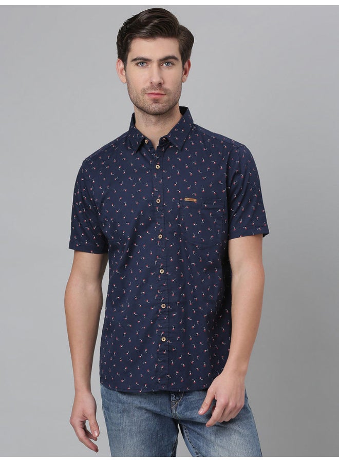 Thomas Scott - All-Over Printed Short Sleeve Shirt Denim - Image 1