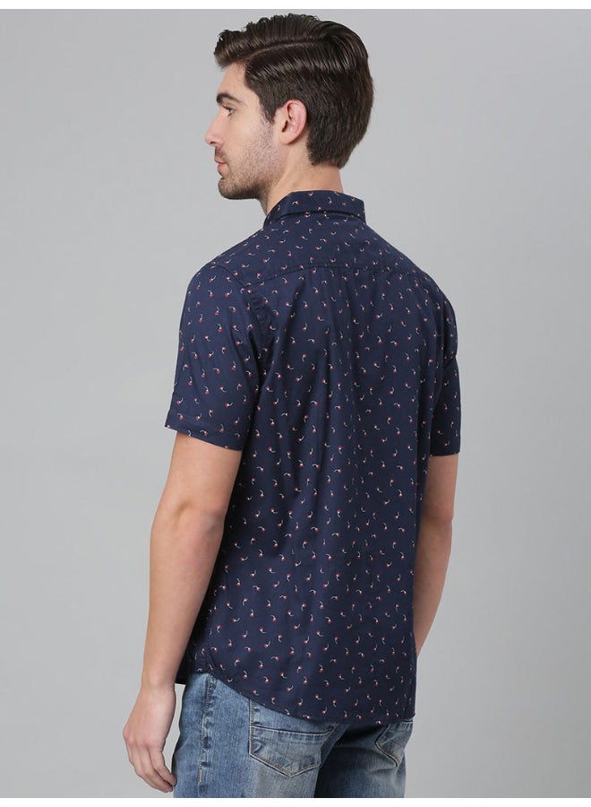 Thomas Scott - All-Over Printed Short Sleeve Shirt Denim - Image 1