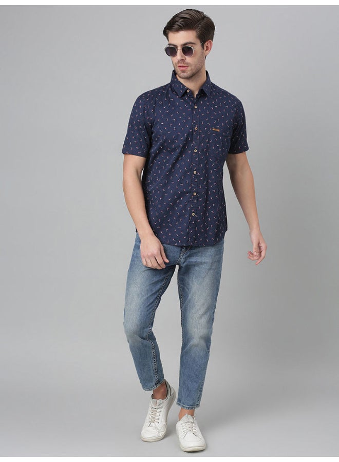 Thomas Scott - All-Over Printed Short Sleeve Shirt Denim - Image 1