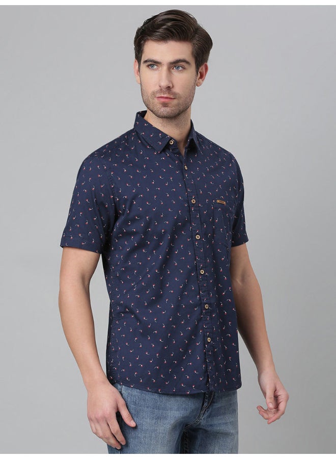 Thomas Scott - All-Over Printed Short Sleeve Shirt Denim - Image 1