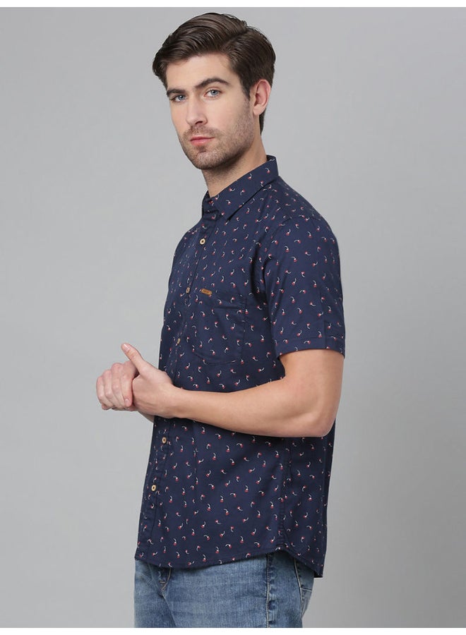 Thomas Scott - All-Over Printed Short Sleeve Shirt Denim - Image 1
