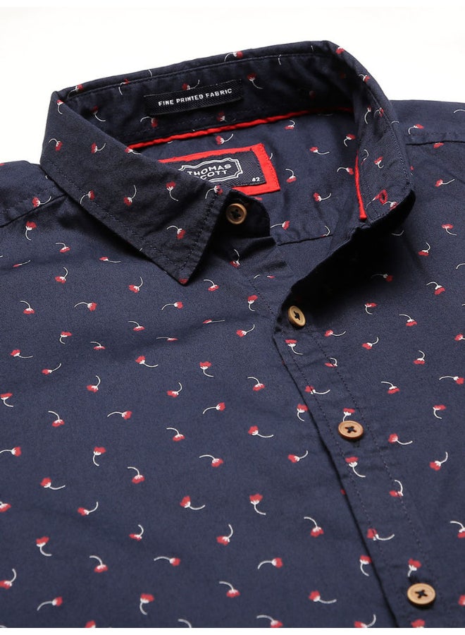 Thomas Scott - All-Over Printed Short Sleeve Shirt Denim - Image 1