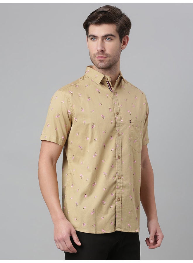 Thomas Scott - All-Over Printed Short Sleeve Shirt Sand - Image 1