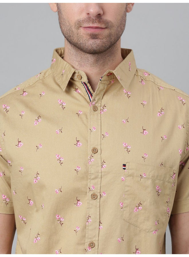 Thomas Scott - All-Over Printed Short Sleeve Shirt Sand - Image 1