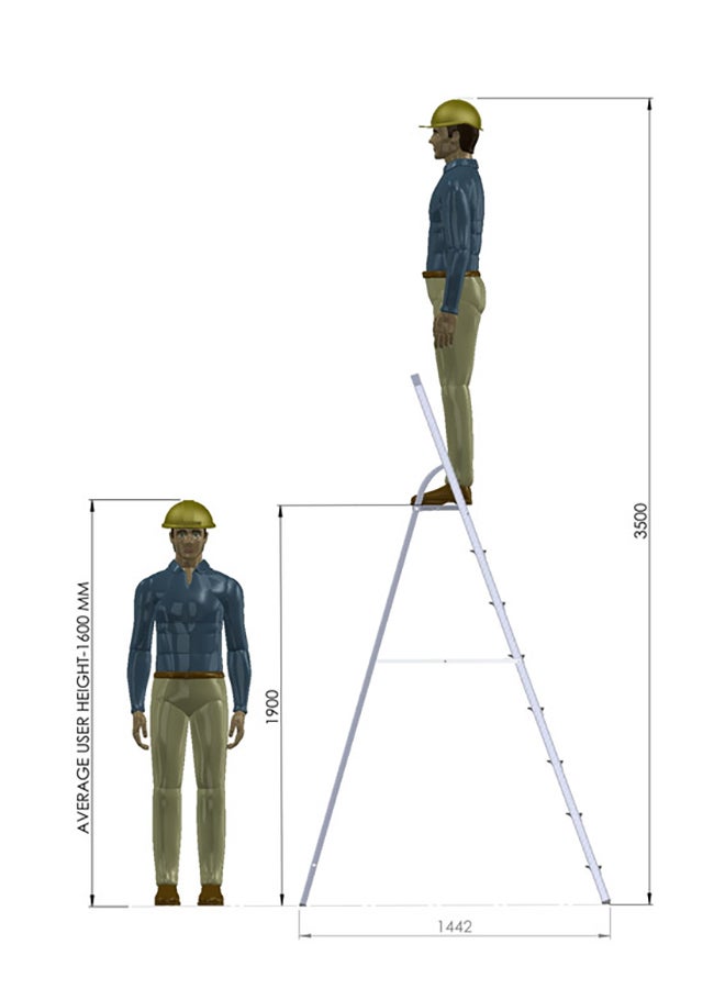 بنجوين سلم من الألومنيوم مع منصة من 8 درجات فضي 246x54x11Ø³Ù†ØªÙŠÙ…ØªØ± - Image 3