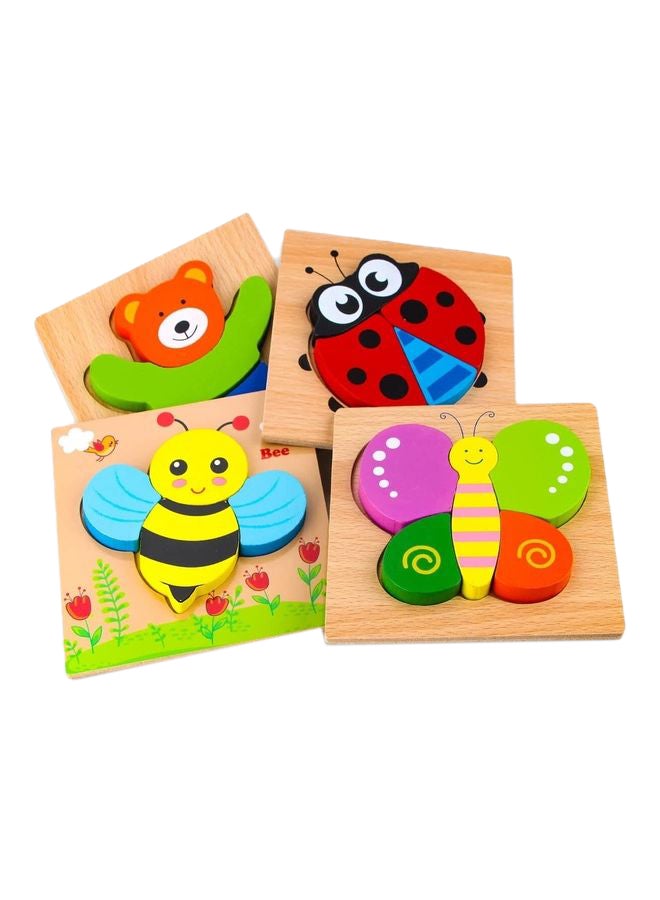 ألغاز حيوانات خشبية مكونة من 4 قطع للأطفال الصغار - Image 1