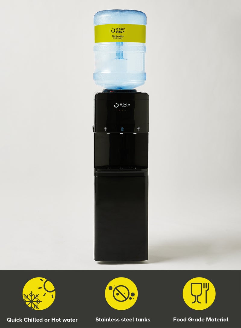 Noon East - Water Cooler Dispenser With Cold, Hot And Normal Water Faucet - 5 To 20 Liter With 3.2 Liter Stainless Steel Tank And Child Lock- Black 13 FS Black - Image 1