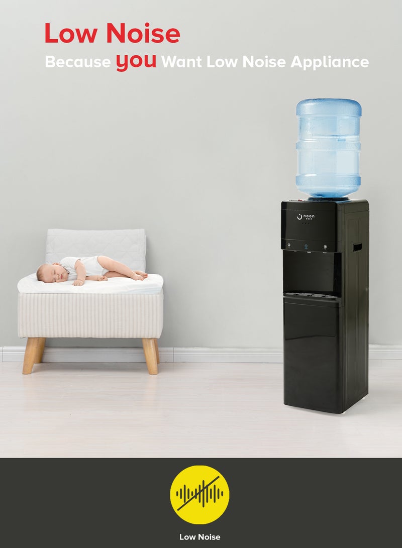 Noon East - Water Cooler Dispenser With Cold, Hot And Normal Water Faucet - 5 To 20 Liter With 3.2 Liter Stainless Steel Tank And Child Lock- Black 13 FS Black - Image 1