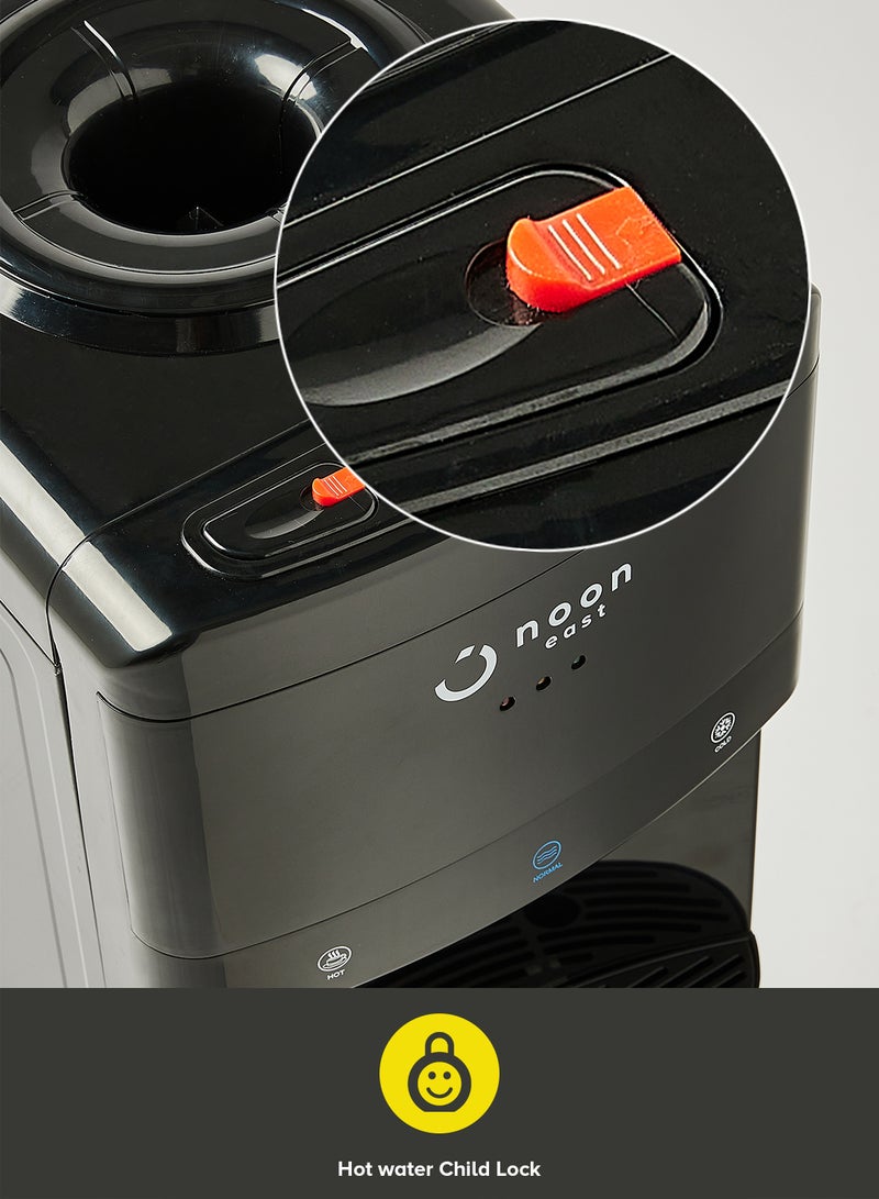 Noon East - Water Cooler Dispenser With Cold, Hot And Normal Water Faucet - 5 To 20 Liter With 3.2 Liter Stainless Steel Tank And Child Lock- Black 13 FS Black - Image 1