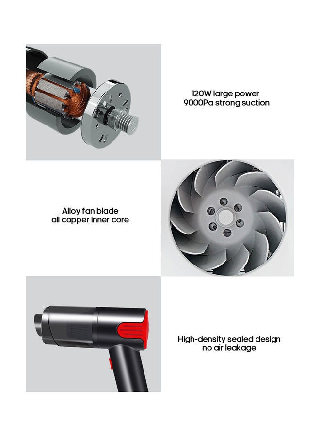 Handheld Mini Dry Wet 9000Pa Strong Suction Low Noise Dust Vacuum Cleaner for Car Home Red Cordless - Image 2