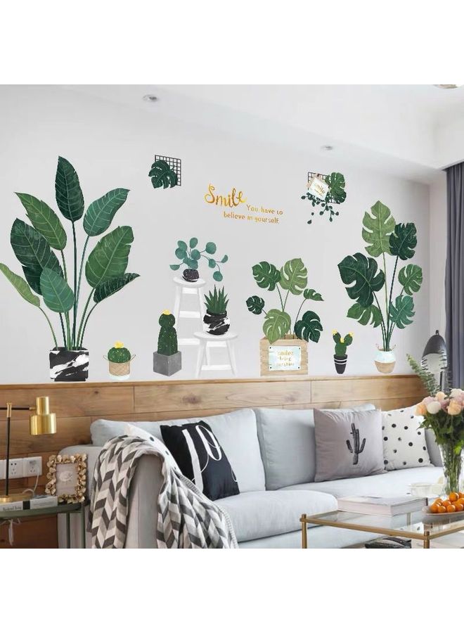 كابتن تيك ملصق جداري بتصميم أوراق استوائية خضراء متعدد الألوان 60x90سم - Image 1