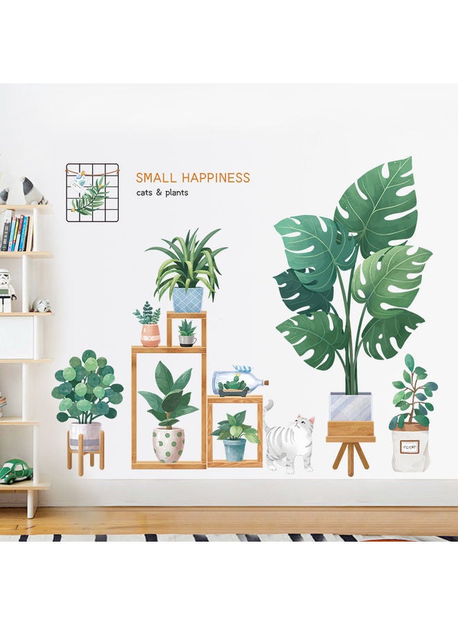 كابتن تيك ملصق جداري بتصميم أوراق استوائية خضراء متعدد الألوان 92x76سم - Image 1