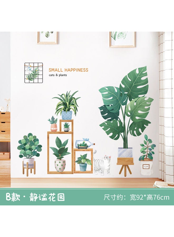 كابتن تيك ملصق جداري بتصميم أوراق استوائية خضراء متعدد الألوان 92x76سم - Image 2