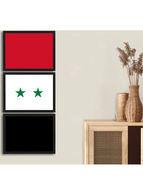 3-Piece Set Syria Flag Poster with Frame Multicolour 30 x 40cm