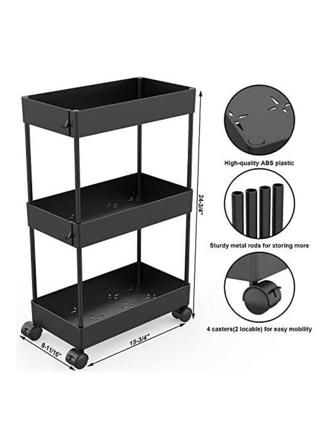 Home Time - 3-Layer Cart Black 12x62x40cm - Image 1