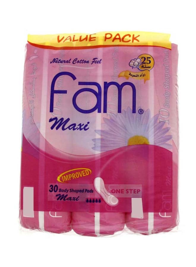 فام عبوة فوط صحية ماكسي بدون أجنحة مكونة من 3 قطع أبيض - Image 1