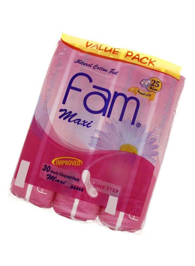 فام عبوة فوط صحية ماكسي بدون أجنحة مكونة من 3 قطع أبيض - Image 2