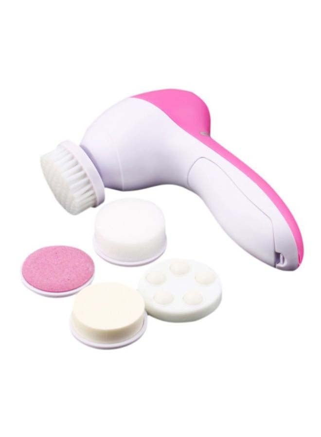 فرشاة تدليك منظفة للوجه 5-في-1 وردي/أبيض - Image 1