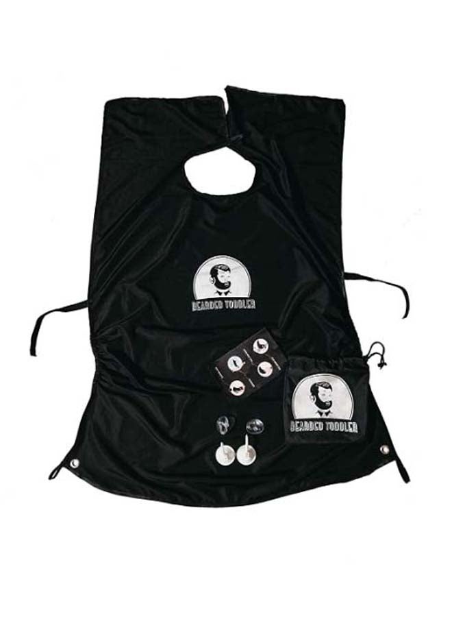 BEARDED TODDLER Multifunctional Beard And Body Hair Apron With Sunction Cup And Bag Black/White - Image 1