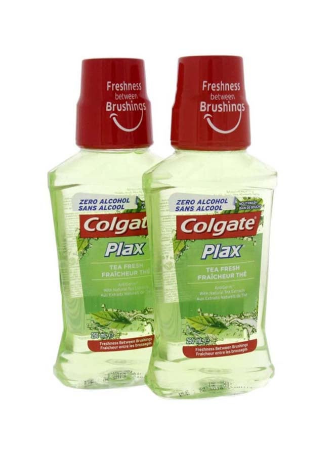 كولجيت غسول الفم بلاكس بنكهة الشاي المنعش من عبوتين شفاف 2 x 250ملليلتر - Image 1