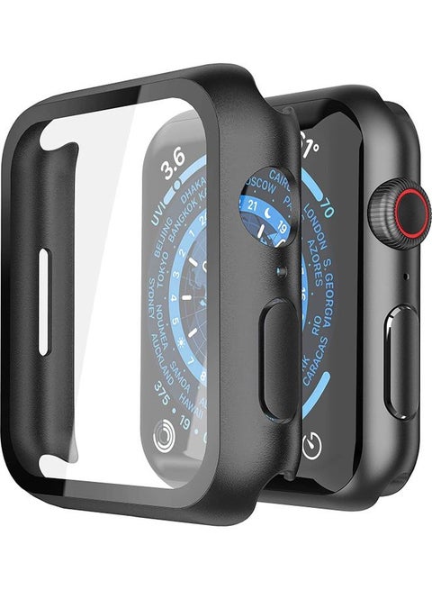 Hard PC Ultra-Thin Protective Case Cover with Screen Protector for Apple Watch Series 7 41mm Black
