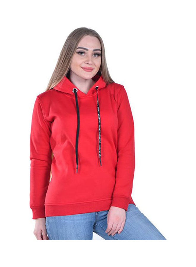 Caesar Casual Basic Hoodie With Side Zipper Red  - Image 1