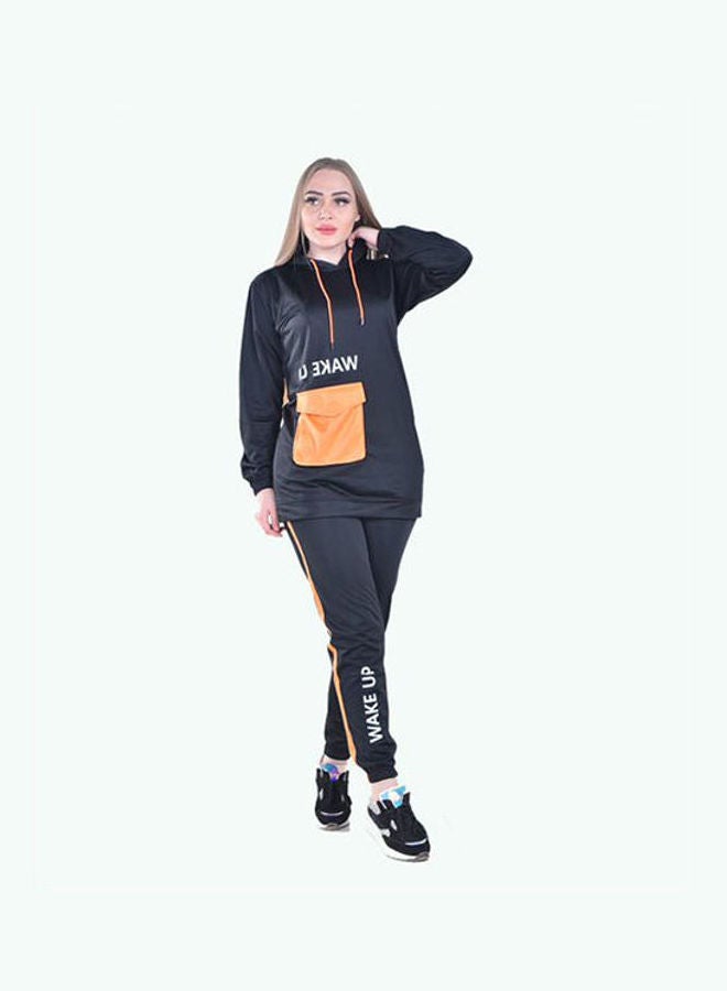 Caesar Casual BasicHoodie With Pants Training Suit Black  - Image 3