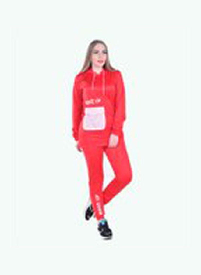 Caesar Casual BasicHoodie With Pants Training Suit Red  - Image 3