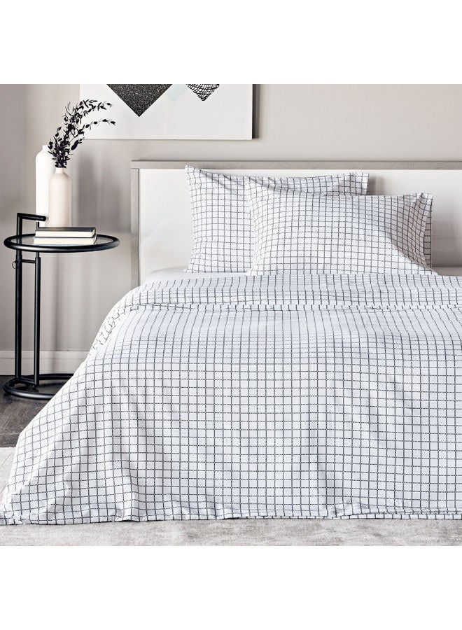 3-Piece Grid King Duvet Cover Set Combination Grey 230 x 220cm