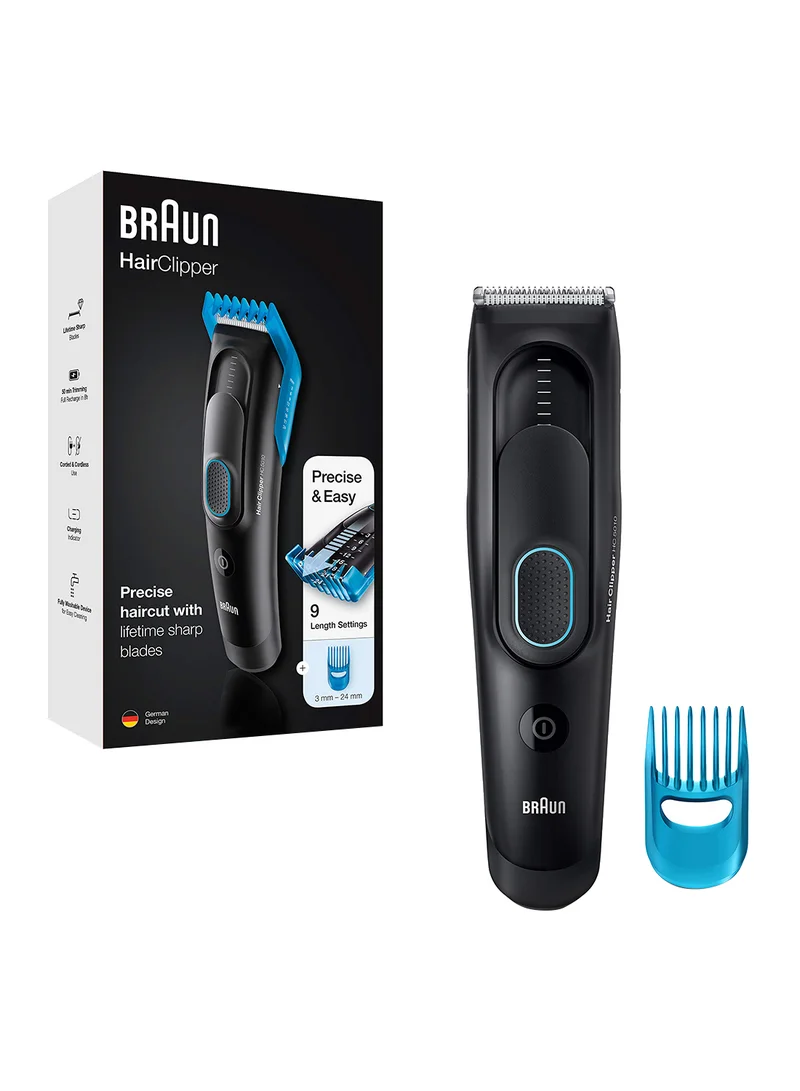 BRAUN Lifetime Sharp Blades Hair Clipper HC5010 Black/Blue