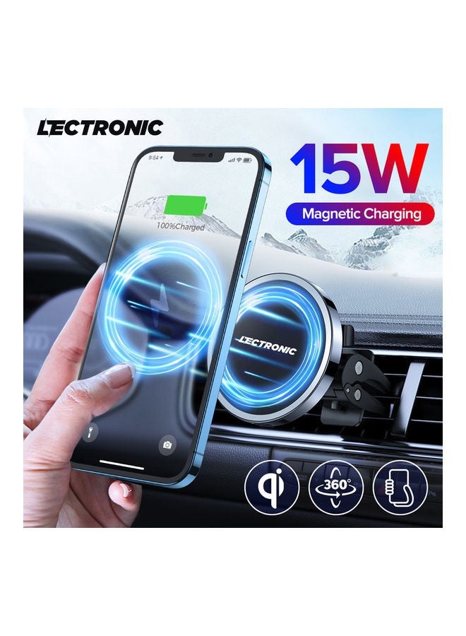 ليكترونيك شاحن لاسلكي مغناطيسي للسيارة بقوة 15 وات 2 في 1 أسود/فضي - Image 2