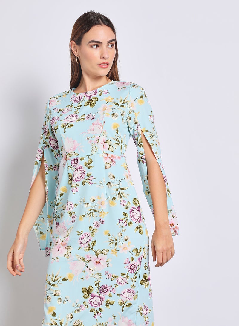 Aila - Print Dress With Slit Sleeve Multicolour - Image 1